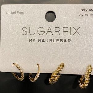 Sugarfix by BaubleBar Two Hoops Earrings Hearts NEW